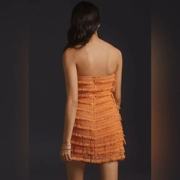 anthropologie orange fringe dress Elliatt Heartthrob Halter Fringe Midi Dress at MarketFair Shoppes in Princeton, NJ